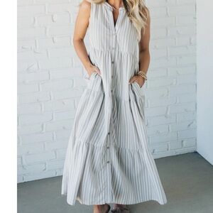 Jessa Button Front Tiered Dress